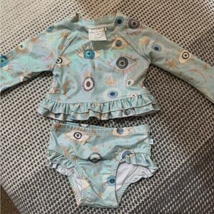 Posh Peanut Swim top and bottom ruffle celestial Fiona sold out NEW